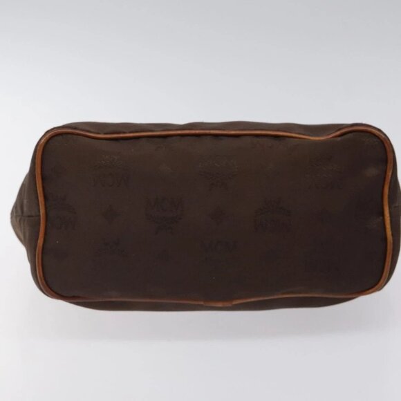 MCM Logogram Vicetos Hand Bag Nylon Brown Gold Auth bs24481 - Picture 7 of 16